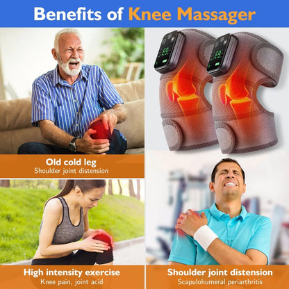 3 i 1 Elektrisk Värme Vibrations Knäledsbandage Terapi Axelsmärtlindring Carvallo